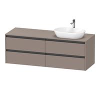 Duravit Ketho 2 meuble sous-lavabo avec plaque de console avec 4 tiroirs pour vasque à droite 160x55x56.8cm avec poignées anthracite basalte mat K24899R43430000