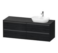 Duravit Ketho 2 meuble sous-lavabo comprenant plan de console avec 4 tiroirs pour vasque à poser à droite 160x55x56.8cm avec poignées chêne noir mat anthracite K24899R16160000