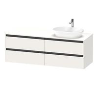 Duravit Ketho 2 meuble sous-lavabo incluant plan de console avec 4 tiroirs pour vasque à droite 160x55x56.8cm avec poignées anthracite blanc super mat K24899R84840000