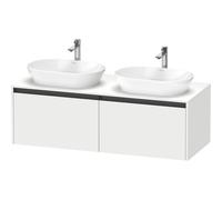 Duravit Ketho 2 meuble sous-lavabo y compris plan console avec 2 tiroirs pour doubles vasques 140x55x45.9cm avec poignées anthracite blanc mat K24888B18180000