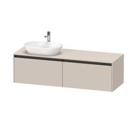 Duravit Ketho.2 bâti-support de lavabo en console, découpe de la vasque à gauche, 1600x459x550mm. 2 tiroirs, K24889L91910000, Couleur: DÃ©cor taupe mat