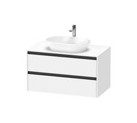 Duravit ketho 2 meuble sous lavabo avec plaque de console avec 2 tiroirs 100x55x56.8cm avec poignées blanc anthracite super mat K24896084840000