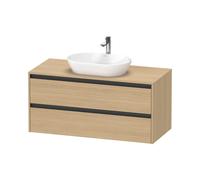 Duravit ketho 2 meuble sous lavabo avec plaque console avec 2 tiroirs 120x55x56.8cm avec poignées anthracite chêne naturel mate K24897030300000