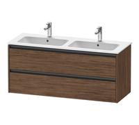 Duravit ketho 2 meuble sous vasque avec 2 tiroirs pour double vasque 128x48x55cm avec poignées anthracite noyer foncé mat k25266021210000