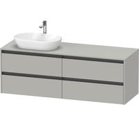 Duravit Ketho.2 plan de toilette sur console, découpe du bassin à gauche, 1600x568x550mm, 4 tiroirs, K24899L07070000, Couleur: DÃ©cor gris bÃ©ton mat