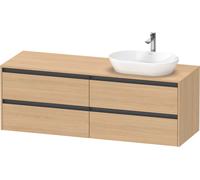 Duravit Ketho.2 plan de toilette sur console suspendu, découpe de la vasque à droite, 1600x568x550mm, 4 tiroirs, K24899R30300000, Couleur: Décor chêne naturel