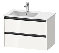 Duravit ketho meuble avec 2 tiroirs pour lavabo à gauche 81x48x54.9cm avec poignées anthracite blanc brillant k25267022220000