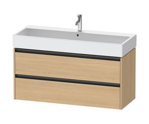 Duravit ketho meuble avec 2 tiroirs pour un seul lavabo 118.4x46x54.9cm avec poignées anthracite chêne naturel mat K25279030300000