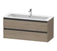 Duravit ketho meuble avec 2 tiroirs pour un seul lavabo 121x48x55cm avec poignées chêne anthracite terra mate K25265035350000