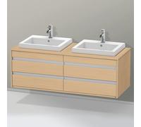 Duravit Vasque encastrable Ketho KT6757B3030 140×55×49,6 cm 4 tiroirs découpe 2 côtés chêne naturel