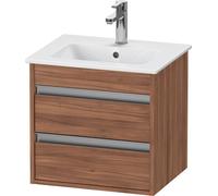 Duravit Ketho meuble sous-lavabo mural Compact 6444, 2 tiroirs, avec découpe pour siphon et tablier, 600mm, pour ME by Starck 233653, KT644407979, Couleur: Décor noyer naturel