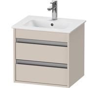 Duravit Ketho meuble sous-lavabo mural Compact 6444, 2 tiroirs, avec découpe pour siphon et tablier, 600mm, pour ME by Starck 233653, KT644409191, Couleur: Taupe mat