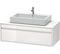 Duravit Ketho Meuble sous-lavabo sur console suspendu, 1200x426x550 mm, 1 tiroir, pour vasque à poser au centre, KT669602222, Couleur: Décor blanc brillant