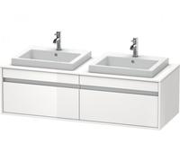 Duravit Ketho Meuble sous-lavabo sur console suspendu, 1400x426x550 mm, 2 tiroirs, pour 2 lavabos à encastrer, des deux côtés, KT6797B2222, Couleur: Décor blanc brillant