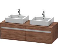 Duravit Ketho Meuble sous-lavabo sur console suspendu, 1400x426x550 mm, 2 tiroirs, pour 2 vasques à poser, des deux côtés, KT6697B2121, Couleur: Décor noyer foncé