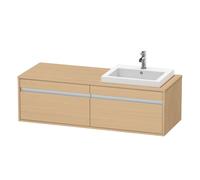 Duravit Ketho Meuble sous-lavabo sur console suspendu, 1400x426x550 mm, 2 tiroirs, pour lavabo à encastrer, position à droite, KT6797R3030, Couleur: Décor chêne naturel