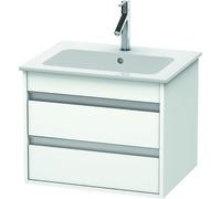Duravit Ketho Meuble sous-lavabo suspendu 6428, 2 tiroirs, 600mm, avec découpe pour siphon et tablier, pour ME par Starck 233663, KT642801818, Couleur: Décor blanc mat