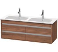 Duravit Ketho Meuble sous-lavabo suspendu 6433, 4 tiroirs, avec découpe pour siphon et tablier, 1270mm, pour ME par Starck 233613, KT643307979, Couleur: Décor noyer naturel