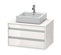 Duravit Ketho Meuble sous-lavabo suspendu 6654, 2 tiroirs, 800mm, pour vasque supérieure, centré, KT665402222, Couleur: Décor blanc brillant