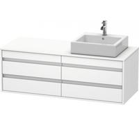 Duravit Ketho Meuble sous-lavabo suspendu 6657, 4 tiroirs, 1400mm, pour 1 vasque supérieure, droite, KT6657R2222, Couleur: Décor blanc brillant