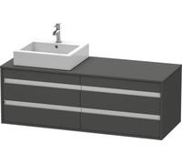 Duravit Ketho Meuble sous-lavabo suspendu 6657, 4 tiroirs, 1400mm, pour 1 vasque supérieure, gauche, KT6657L4949, Couleur: Décor graphite mat