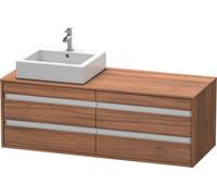 Duravit Ketho Meuble sous-lavabo suspendu 6657, 4 tiroirs, 1400mm, pour 1 vasque supérieure, gauche, KT6657L7979, Couleur: Décor noyer naturel