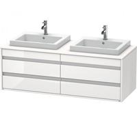 Ketho Duravit vasque KT6757B2222 140x55x49,6cm, pour vasque à encastrer, 4 tiroirs, découpe des deux côtés, blanc brillant