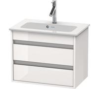 Duravit Ketho Meuble sous-lavabo suspendu Compact 6452, 2 tiroirs, avec découpe pour siphon et tablier, 600mm, pour ME par Starck 234263, KT645202222, Couleur: Décor blanc brillant