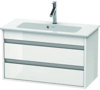 Duravit Ketho Meuble sous-lavabo suspendu Compact 6453, 2 tiroirs, avec découpe pour siphon et tablier, 800mm, pour ME par Starck 234283, KT645302222, Couleur: Décor blanc brillant