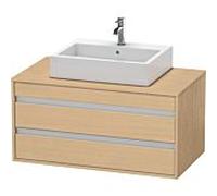 Duravit Ketho meuble sous-vasque KT665503030 100 x 42,6 x 55 cm, chêne naturel, pour Aufsatzbecken milieu, 2 tiroirs