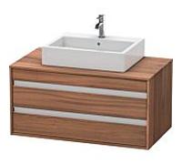 Duravit Ketho meuble sous-vasque KT665507979 100 x 42,6 x 55 cm, noyer naturel, pour Aufsatzbecken milieu, 2 tiroirs