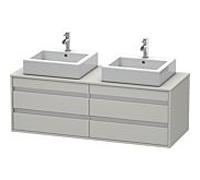 Duravit Ketho meuble sous-vasque KT6657B0707 140x55x49,6cm, pour Vasques à poser , 4 tiroirs, découpe des deux côtés, gris béton mat