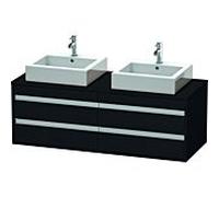 Duravit Ketho meuble sous-vasque KT6657B1616 140x55x49,6cm, pour Vasques à poser , 4 tiroirs, découpe des deux côtés, Eiche schwarz