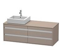 Duravit Ketho Meuble sous-vasque sur console suspendu, 1400x496x550 mm, 4 tiroirs, pour 2 vasques à poser, position à gauche, KT6657L4343, Couleur: Décor basalte mat