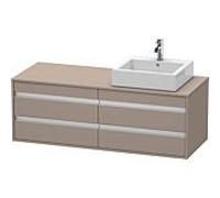 DURAVIT Ketho - Meuble sous lavabo avec 4 tiroirs & 1 découpe pour lavabo à droite 1400x496x550mm basalte mat/basalte mat