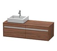 Duravit Ketho meuble sous-vasque KT6697L2121 140x55x42,6cm, pour Aufsatzbecken , découpe à gauche, noyer foncé