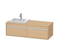 Duravit Meuble sous-vasque Ketho KT6797L3030 140x55x42,6 cm 2 tiroirs découpe à gauche chêne naturel