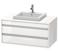 Duravit Ketho Meuble sous-vasque sur console suspendu, 1000x496x550 mm, 2 tiroirs, pour lavabo à encastrer au centre, KT675502222, Couleur: Décor blanc brillant