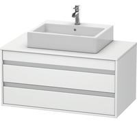 Duravit Ketho Meuble sous-vasque sur console suspendu, 1000x496x550 mm, 2 tiroirs, pour vasque à poser au centre, KT665501818, Couleur: Décor blanc mat