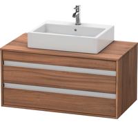 Duravit Ketho Meuble sous-vasque sur console suspendu, 1000x496x550 mm, 2 tiroirs, pour vasque à poser au centre, KT665507979, Couleur: Décor noyer naturel