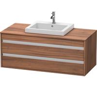 Ketho Duravit vasque KT675607979 120 x 55 cm, noyer naturel, pour lavabo encastré au milieu, 2 tiroirs