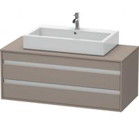 Duravit Ketho Meuble sous-vasque sur console suspendu, 1200x496x550 mm, 2 tiroirs, pour lavabo à poser au centre, KT665604343, Couleur: Décor basalte mat