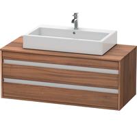 Duravit Ketho Meuble sous-vasque sur console suspendu, 1200x496x550 mm, 2 tiroirs, pour lavabo à poser au centre, KT665607979, Couleur: Décor noyer naturel