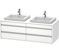 Duravit Ketho Meuble sous-vasque sur console suspendu, 1400x496x550 mm, 4 tiroirs, pour 2 lavabos à encastrer, des deux côtés, KT6757B1818, Couleur: Décor blanc mat