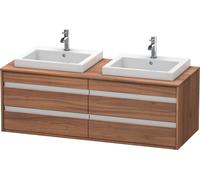 Ketho Duravit vasque KT6757B7979 140x55x49,6cm, pour vasque à encastrer, 4 tiroirs, découpe des deux côtés, noyer naturel