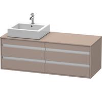 Duravit Meuble sous-vasque Ketho KT6657L4343 1400×496×550 4 tiroirs 2 vasques gauche basalte mat
