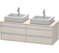 Duravit Ketho Meuble sous-vasque sur console suspendu, 1400x496x550 mm, 4 tiroirs, pour 2 vasques à poser, des deux côtés, KT6657B9191, Couleur: Décor taupe mat