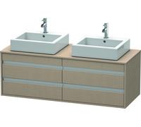 Duravit Ketho Meuble sous-vasque sur console suspendu, 1400x496x550 mm, 4 tiroirs, pour 2 vasques à poser, des deux côtés, KT6657B7575, Couleur: Décor en lin