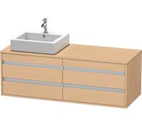 Duravit Ketho meuble sous-vasque KT6657L3030 140x55x49,6cm, pour Aufsatzbecken , 4 tiroirs, découpe à gauche, chêne naturel