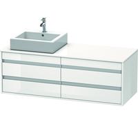 Duravit Ketho Meuble sous-vasque sur console suspendu, 1400x496x550 mm, 4 tiroirs, pour 2 vasques à poser, position à gauche, KT6657L2222, Couleur: Décor blanc brillant